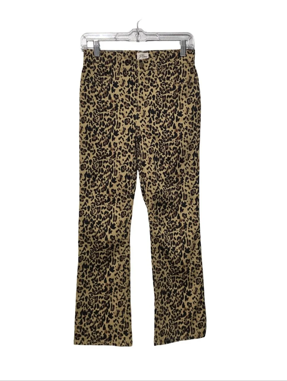 J CREW Leopard Print Jeans Womens 25 Brown High Rise Straight Crop Animal Print